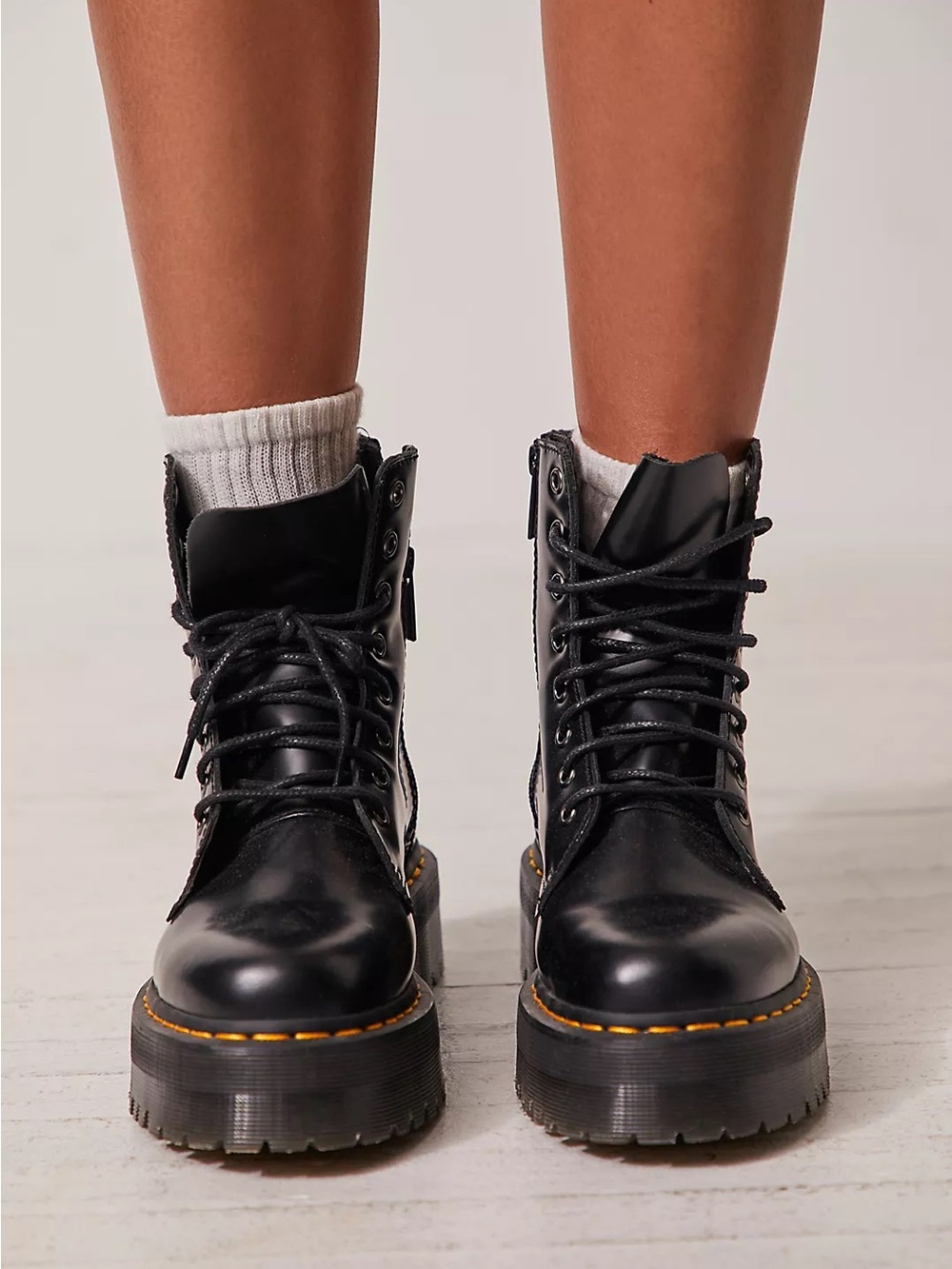 Rare Free People Dr. Martens Oxblood Lace-Up Platform Combat Boots
